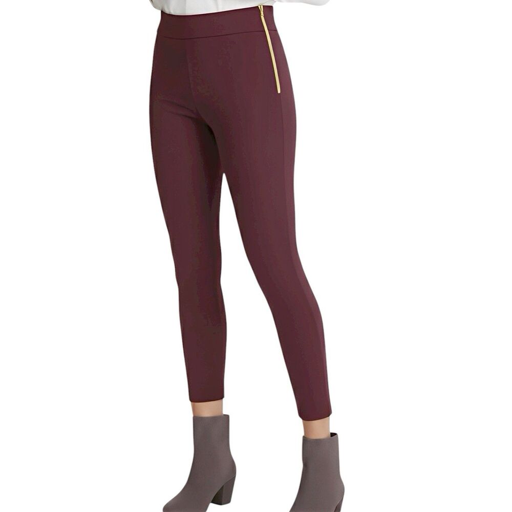 Ann Taylor Womens Leggings Pants Sz 0 Side Zipper  Cropped Stretch Holiday